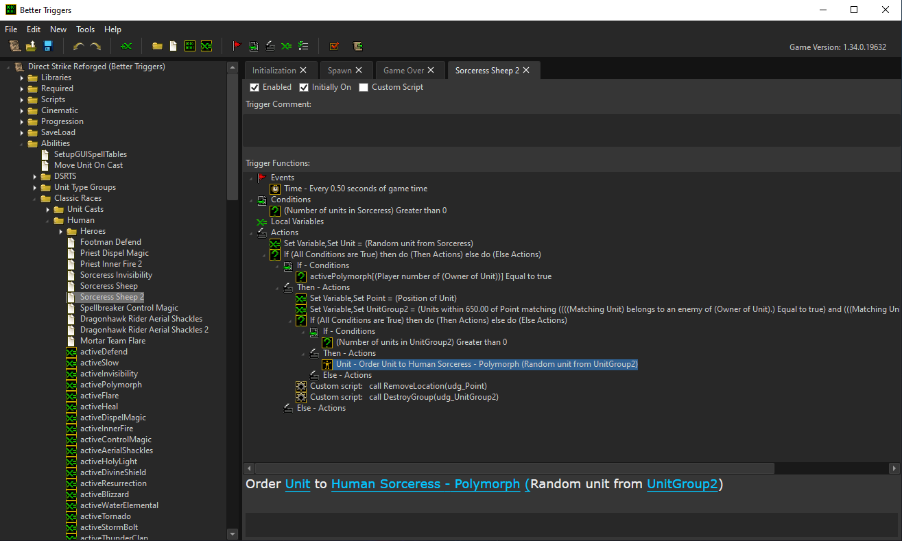 Warcraft 3 trigger editor interface